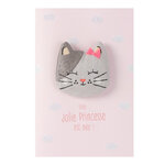 Carte naissance fille peluche chaton rose - draeger paris