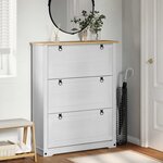vidaXL Cabinet à chaussures Corona Blanc 99 x 32 x 122 cm Pin massif