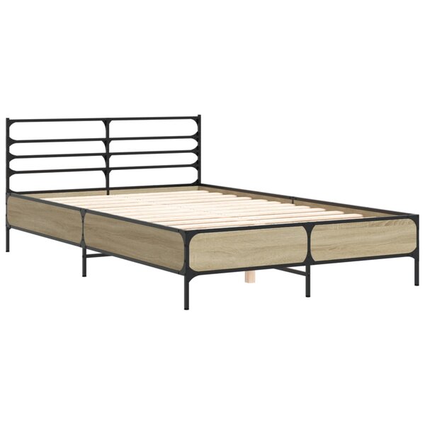 vidaXL Cadre de lit chêne sonoma 120x190 cm bois d'ingénierie et métal