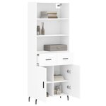 vidaXL Buffet haut Blanc 69 5x34x180 cm Bois d'ingénierie