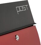Boîte aux lettres murale avec compartiment journaux noir rouge