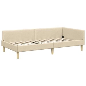 vidaXL Cadre de lit d'angle Autre avec tête de lit Crème 90 x 200 cm