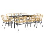 vidaXL Ensemble à manger de jardin 9 Pièces marron résine tressée verre