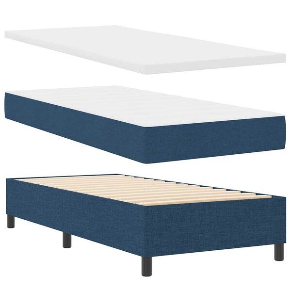 vidaXL Lit à ressorts avec matelas Bleu 90 x 200 cm tissu