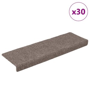 vidaXL Tapis d'escalier autocollants 30 pièces 65 x 21 x 4 cm Beige Bord rectangulaire