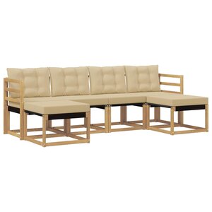 vidaXL Ensemble de canapés d'extérieur 6 pc Blanc et Beige
