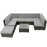 Tectake Canapé de Jardin VENISE 7 places - gris