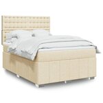 vidaXL Sommier à lattes de lit avec matelas Crème 140x200 cm Tissu