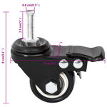 vidaXL Roues pour jardinière 4 Pièces noir 8x3 5x8 cm fer