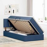 vidaXL Lit de rangement LED avec matelas Bleu 90 x 190 cm Tissu
