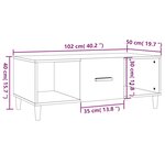 vidaXL Table basse sonoma gris 102x50x40 cm bois d'ingénierie