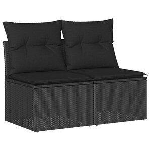 vidaXL Salon de jardin avec coussins 2 Pièces noir résine tressée acacia