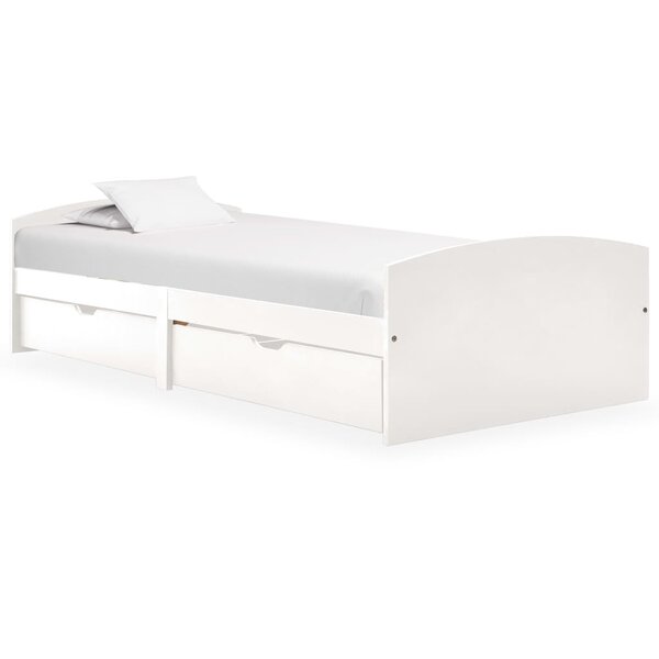 vidaXL Cadre de lit avec 2 tiroirs sans matelas blanc 90x200 cm