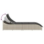 vidaXL Chaise longue pliante coussin et rangement gris clair polyrotin