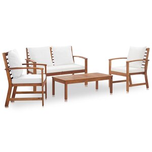 vidaXL Salon de jardin avec coussins 4 Pièces Bois d'acacia solide