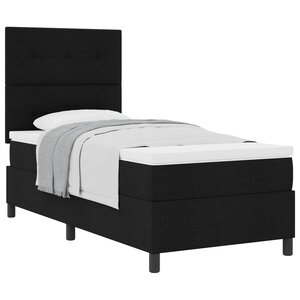 vidaXL Lit à ressorts avec matelas Noir 90 x 200 cm tissu