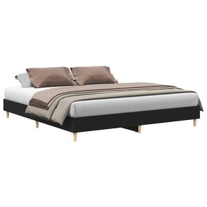 vidaXL Cadre de lit Chêne noir 203 x 183 x 25 cm Bois d'ingénierie
