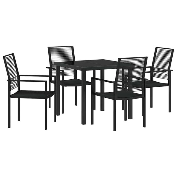 vidaXL Ensemble de salle à manger pour jardin 5 Pièces Noir Rattan PVC