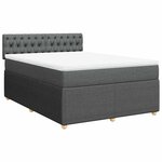 vidaXL Sommier à lattes de lit avec matelas Gris foncé 140x200cm Tissu