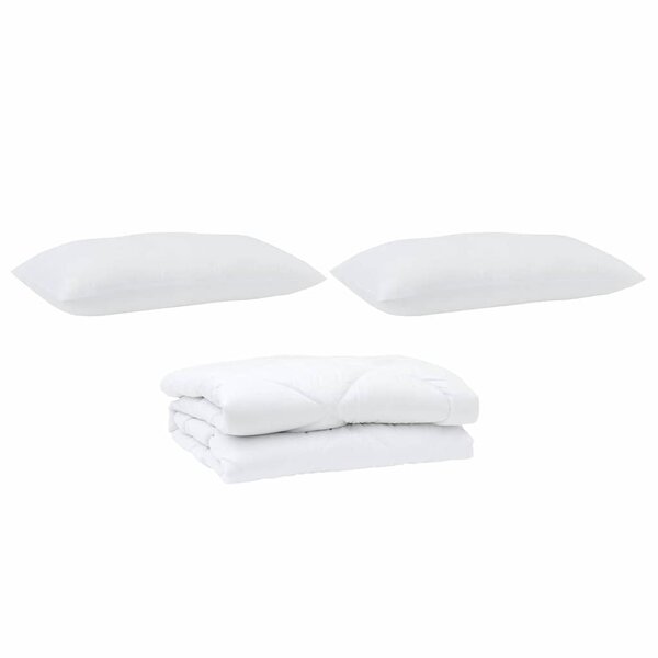vidaXL Couette avec oreiller 3 Pièces Blanc Microfibre