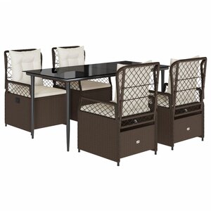 vidaXL Ensemble à manger de jardin 5 Pièces et coussins marron poly rotin