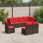 vidaXL Salon de jardin 8 Pièces avec coussins marron résine tressée