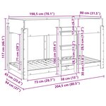 vidaXL Lit Superposé pour Enfants Bois ancien 90 x 200 cm