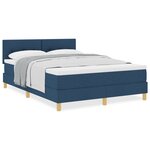 vidaXL Lit avec Sommier Box et Matelas Bleu 140x200 cm Tissu