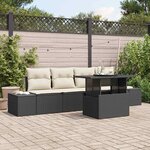vidaXL Ensemble de canapé de jardin avec coussin 5 Pièces Noir et crème