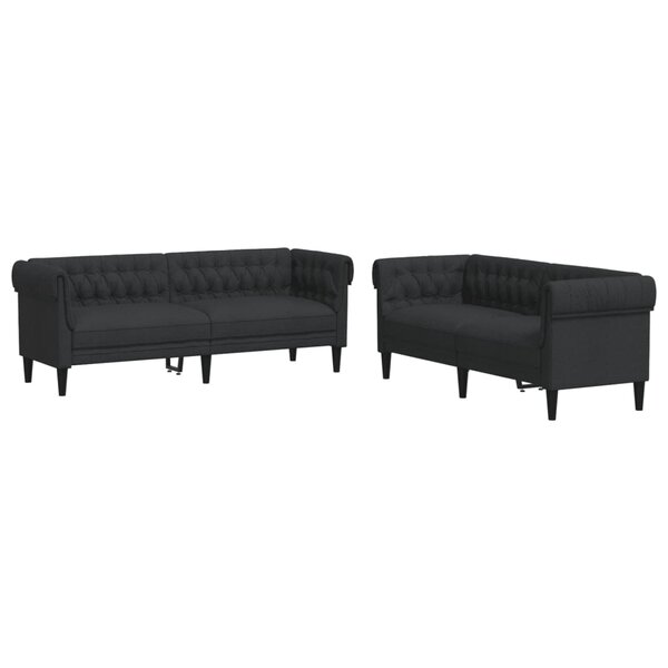 vidaXL Ensemble de canapés 2 Pièces noir tissu
