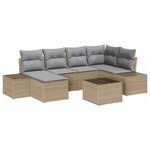 vidaXL Ensemble de canapé de jardin 7 Pièces Beige  gris Poly rotin