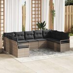 vidaXL Ensemble de canapé de jardin 9 Pièces Gris Poly rotin