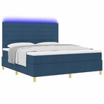 vidaXL Lit à ressort LED avec matelas Bleu 180 x 200 cm tissu
