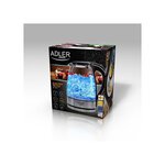 Bouilloire en verre et acier inoxydable avec led bleu intégrée 1,7L 2000W ADLER EUROPE