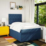 vidaXL Sommier à lattes de lit avec matelas bleu 120x190 cm tissu