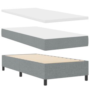 vidaXL Lit à ressorts avec matelas Gris clair 90 x 200 cm tissu