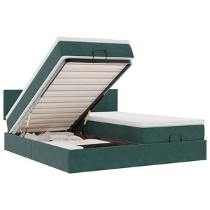 VidaXL Cadre de lit ottoman avec matelas vert foncé 180x200cm velours