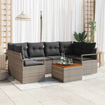 vidaXL Ensemble de canapé de jardin avec coussin 7 Pièces Gris Poly rotin