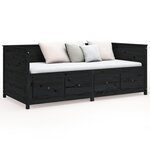 vidaXL Lit de jour sans matelas noir 100x200 cm bois de pin massif