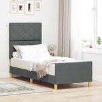 vidaXL Cadre de lit avec tête de lit Gris foncé 80 x 200 cm tissu