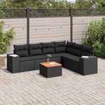 vidaXL Salon de jardin 7 Pièces avec coussins noir résine tressée