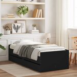 vidaXL Cadre de lit avec tiroirs sans matelas noir 90x190 cm