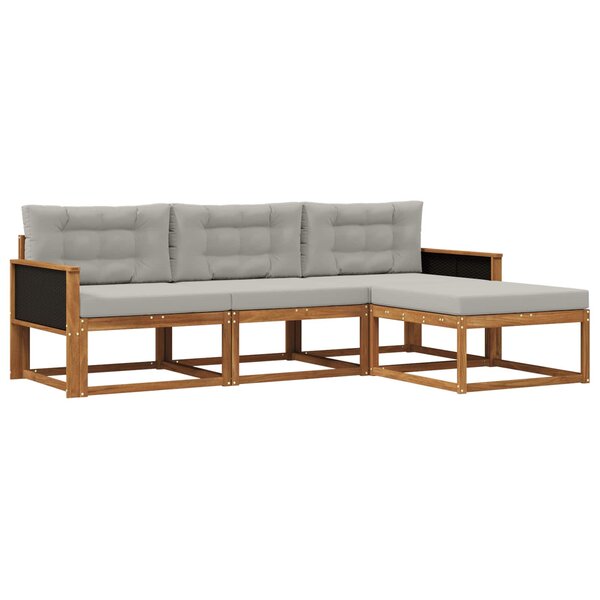 vidaXL Ensemble de canapés d'extérieur 4 pc Naturel et Gris clair