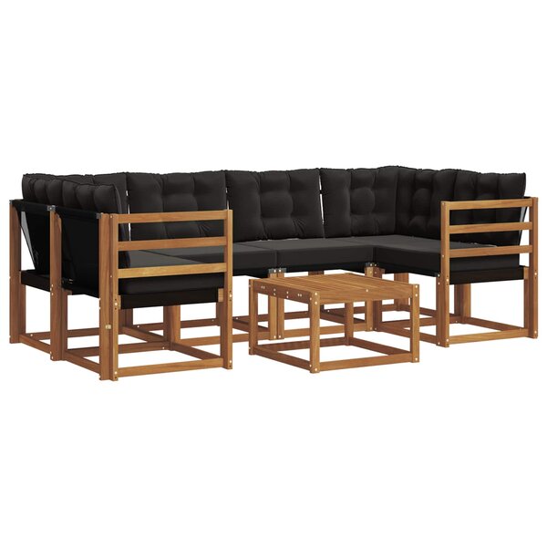 vidaXL Ensemble de canapés d'extérieur 7 pc Naturel et Noir
