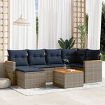 vidaXL Salon de jardin 7 Pièces avec coussins gris résine tressée