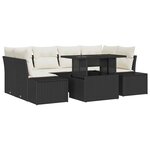 vidaXL Ensemble de canapé de jardin avec coussin 7 Pièces Noir et crème
