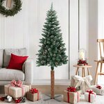 vidaXL Sapin de Noël mince bois véritable et neige blanche vert 150 cm