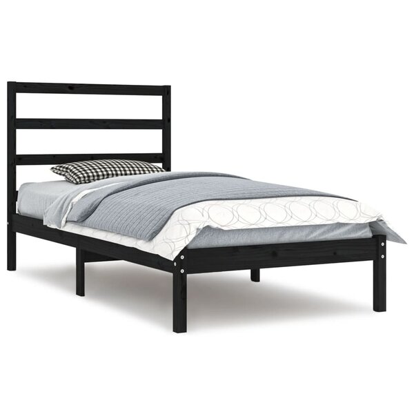 vidaXL Cadre de lit sans matelas noir 100x200 cm bois massif de pin