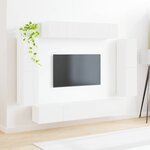 vidaXL Meuble TV 8 Pièces Blanc brillant