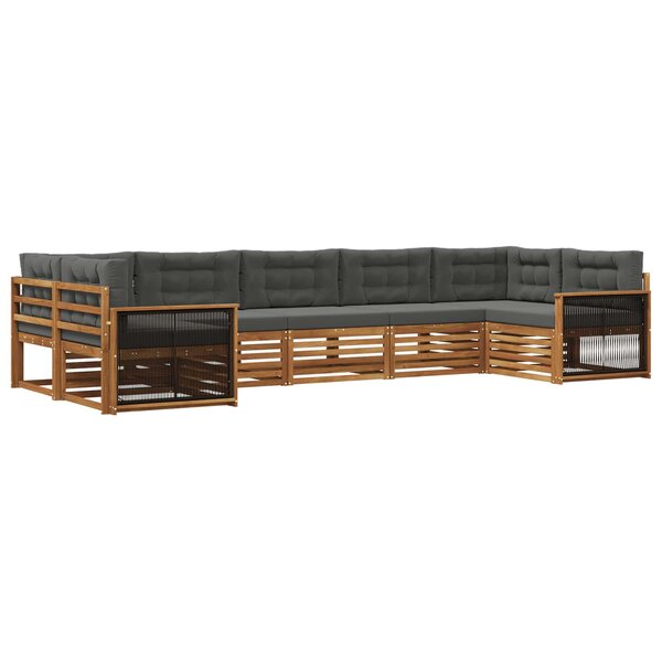 vidaXL Ensemble de canapés d'extérieur 7 Pièces Naturel et Anthracite